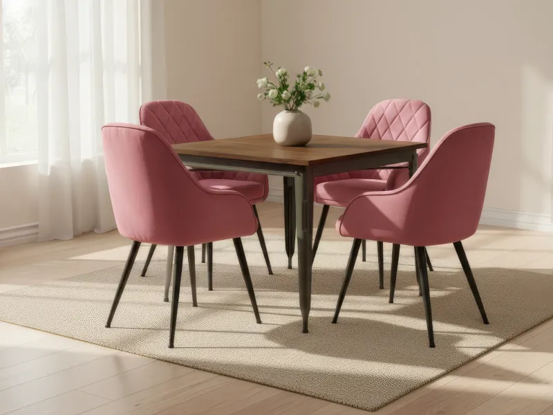 Orchid 4 Seater Dining Table with Chair in Peach